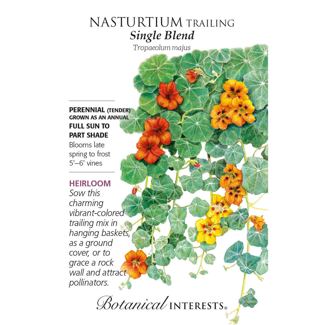 Nasturtium, Trailing Single Blend Botanical Interests Seeds