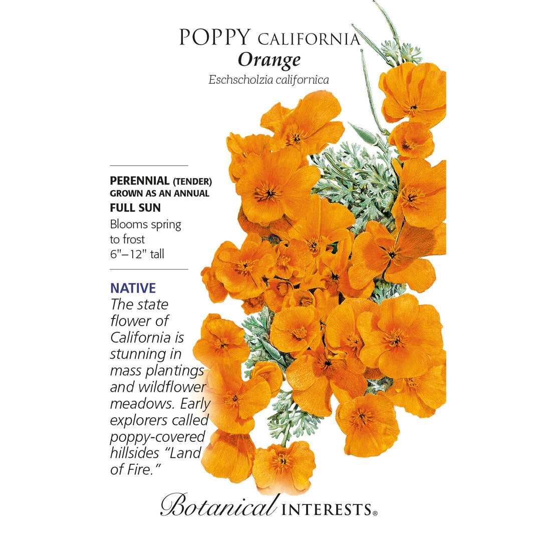 Poppy, Orange California Botanical Interests Seeds