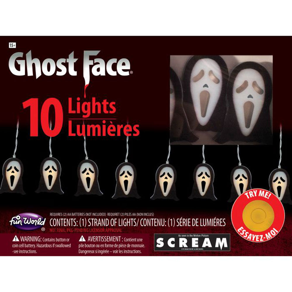 Fun World, Ghost Face Lights, 10 Count