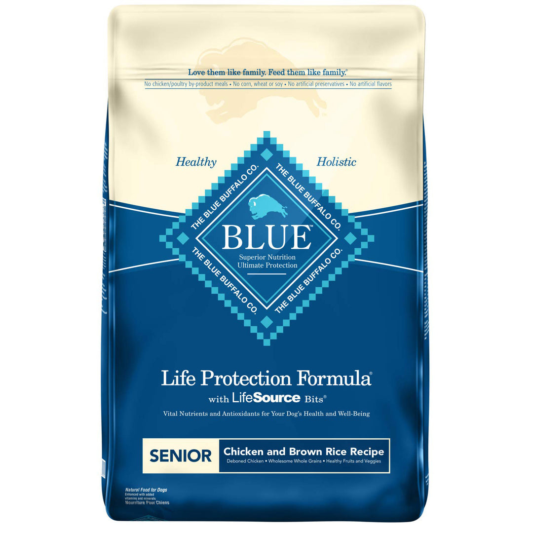 Blue Buffalo Senior Chicken & Rice Recipe Dog Food, 15 LB