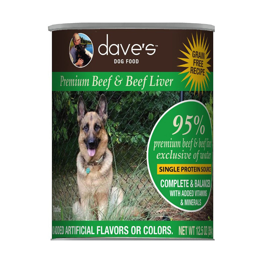 Dave's, Premium Meats Beef & Liver Recipe, Canned Dog Food, 12.5 oz