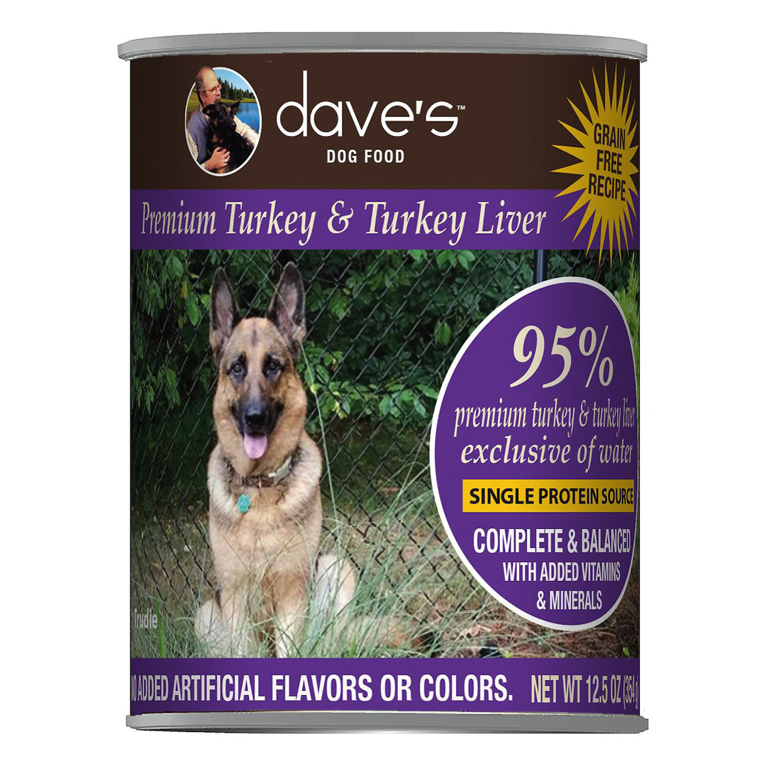 Dave's, Premium Meats Turkey & Turkey Liver Recipe, Canned Dog Food, 13 oz