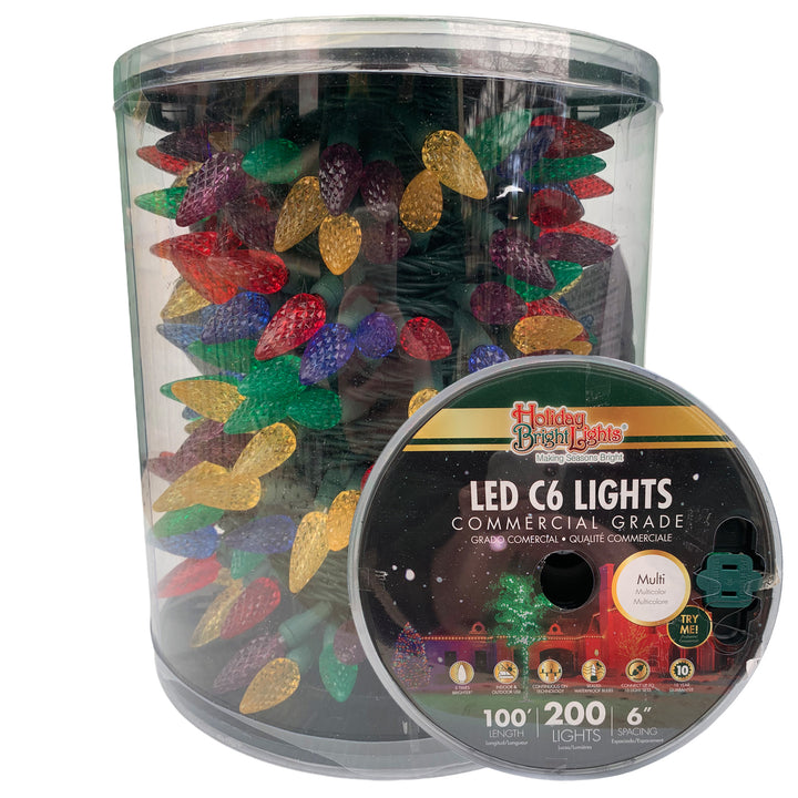 Holiday Bright Lights® LED C6 Commercial Grade 200 Lights/100 Ft. Reel, Multicolor