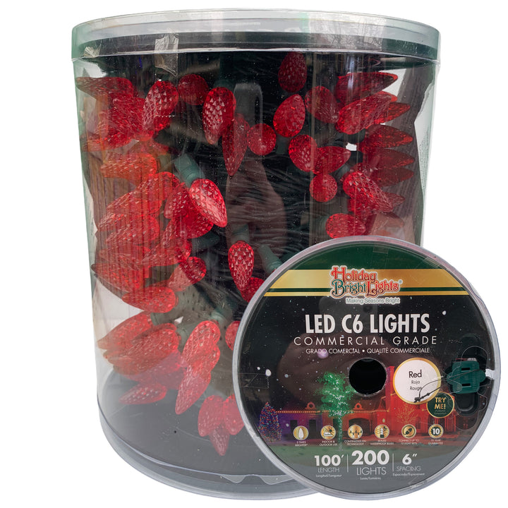 Holiday Bright Lights® LED C6 Commercial Grade 200 Lights/100 Ft. Length, Red