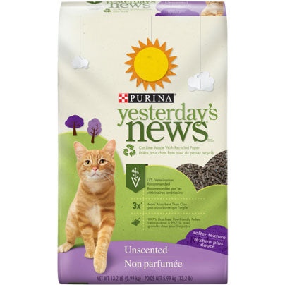 Yesterday's News Softer Texture Unscented Cat Litter, 13 lb