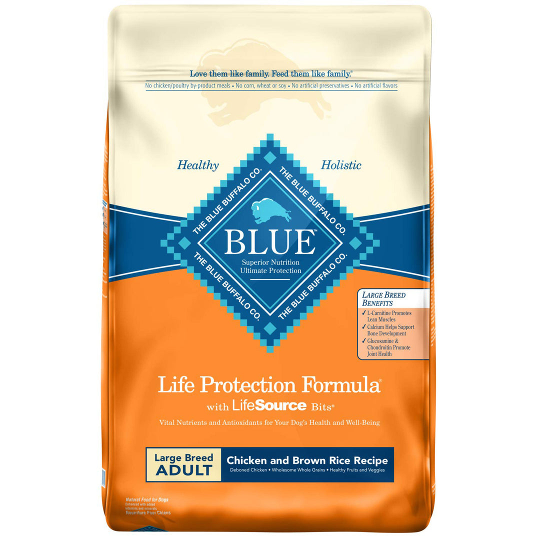 Blue Buffalo Large Breed Adult Chicken & Rice Recipe Dog Food, 30 LB