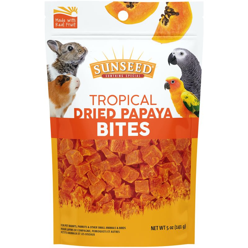 Sunseed Tropical Dried Papaya Bites for Small Animals & Pet Birds, 5 oz