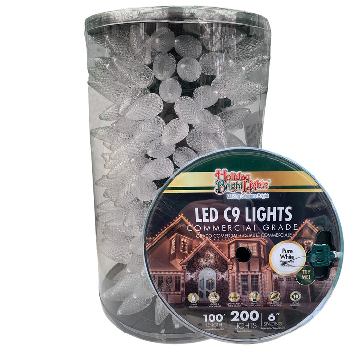 Holiday Bright Lights® LED C9 Commercial Grade 200 Lights/100 Ft. Reel, Pure White