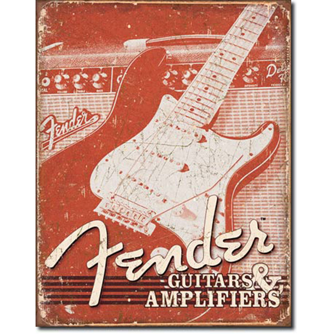 Fender Weathered G&A Tin Sign