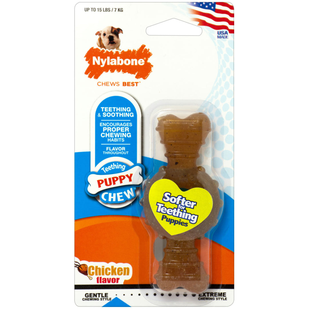 Nylabone Puppy Ring Bone Teething Toy for Puppies, Chicken Flavor, Petite Size