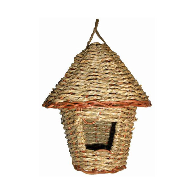 Tan Woven Rope Roosting Pocket with Roof, 9"