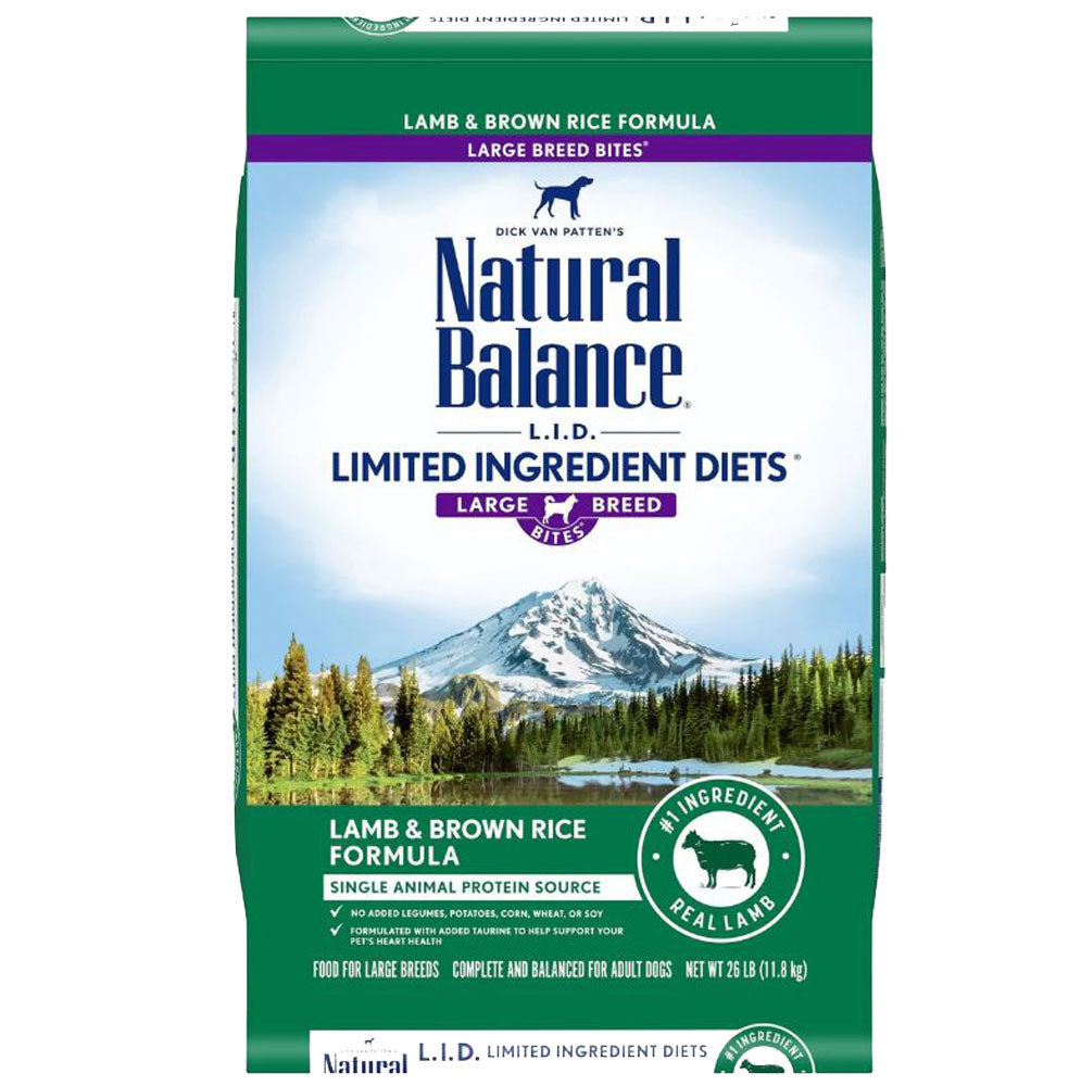 Natural Balance Limited Ingredient Diets Large Breed Bites Lamb Meal & Brown Rice Dog Food, 26 LB
