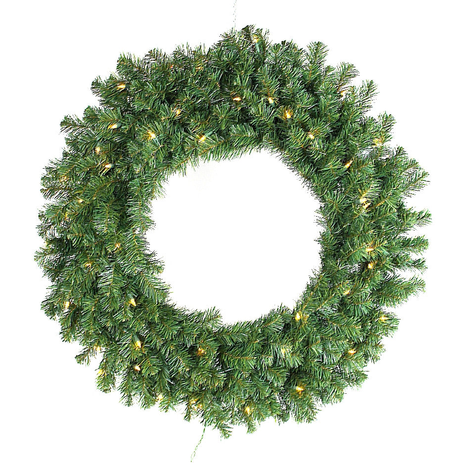 36" Norway Pine Lifelike Wreath, Pre-Lit Clear Lights