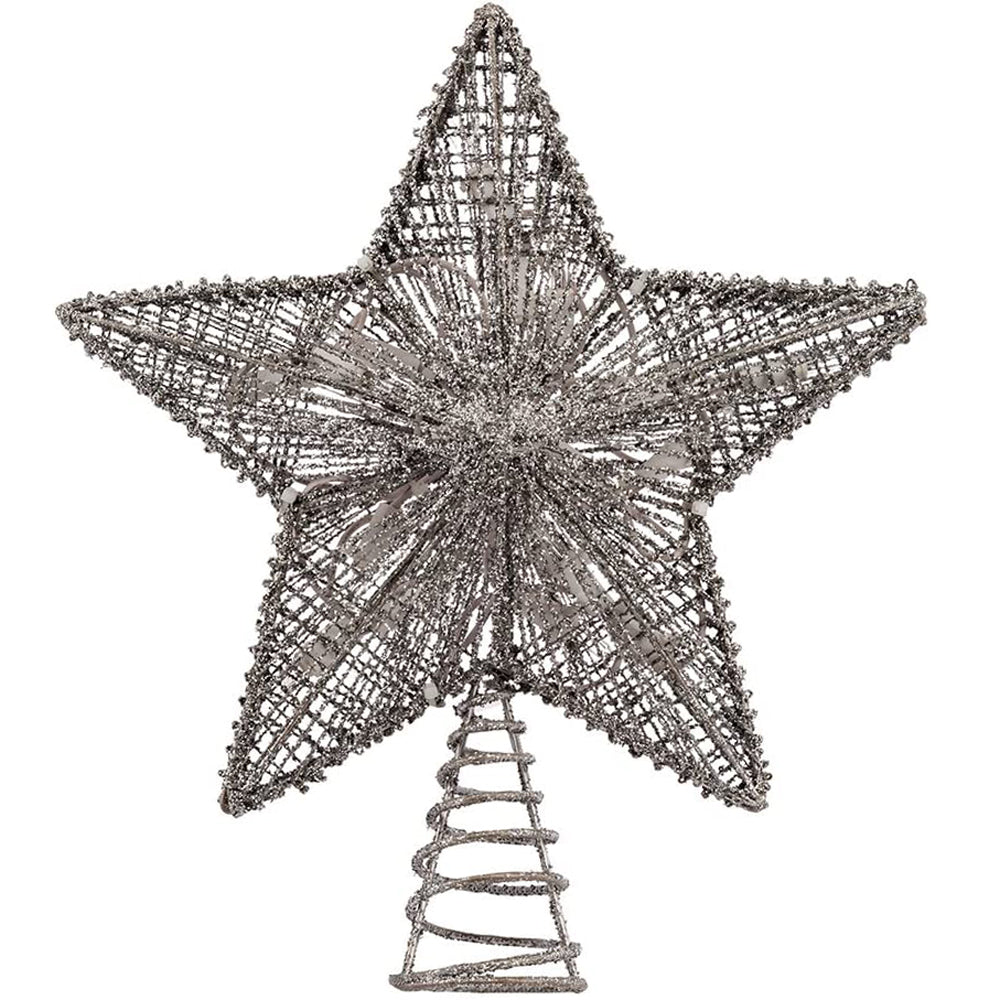 Kurt Adler, Star Tree Topper w/10 Lights, Silver