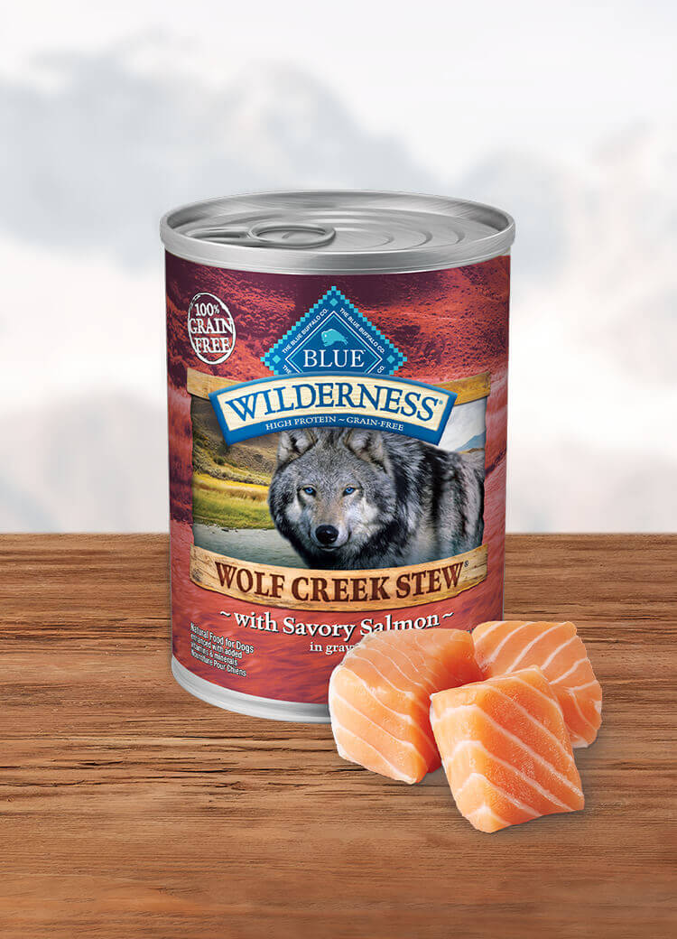 Blue Buffalo, Wolf Creek Stew, Savory Salmon Stew, Canned Dog Food, 12.5 oz