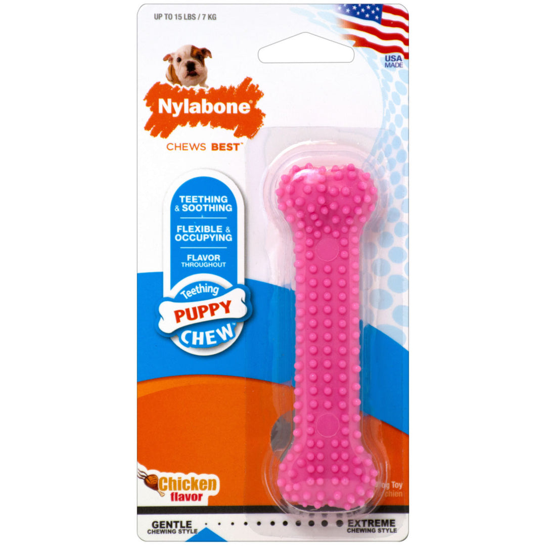 Nylabone Puppy Teething & Soothing Flexible Chew Toy, Pink