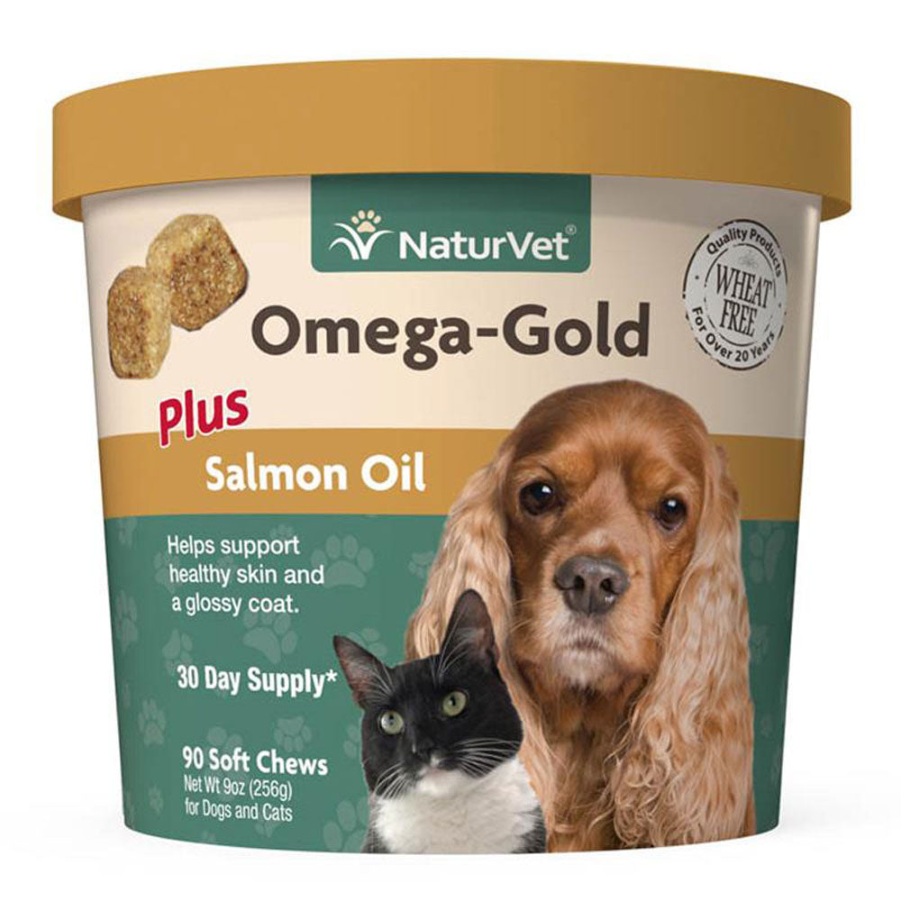 NaturVet, Omega Gold Plus Salmon Oil, 90 Chews