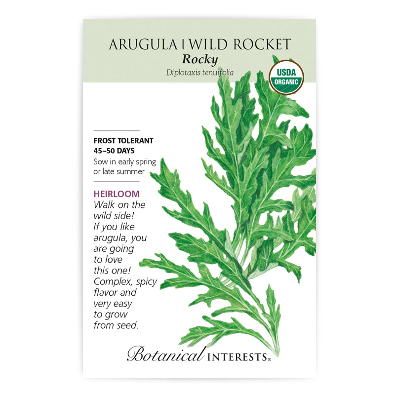 Arugula, Botanical Interests Rocky Wild Rocket Organic, (Heirloom)