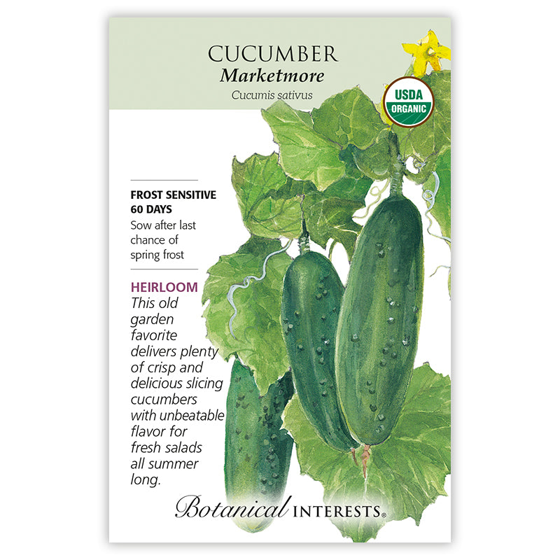 Cucumber, Botanical Interests Marketmore Seeds Organic, (Heirloom)