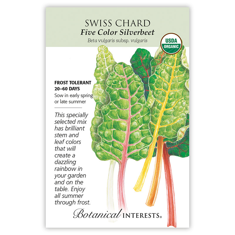 Swiss Chard, Botanical Interests Five Color Silverbeet Seeds Organic