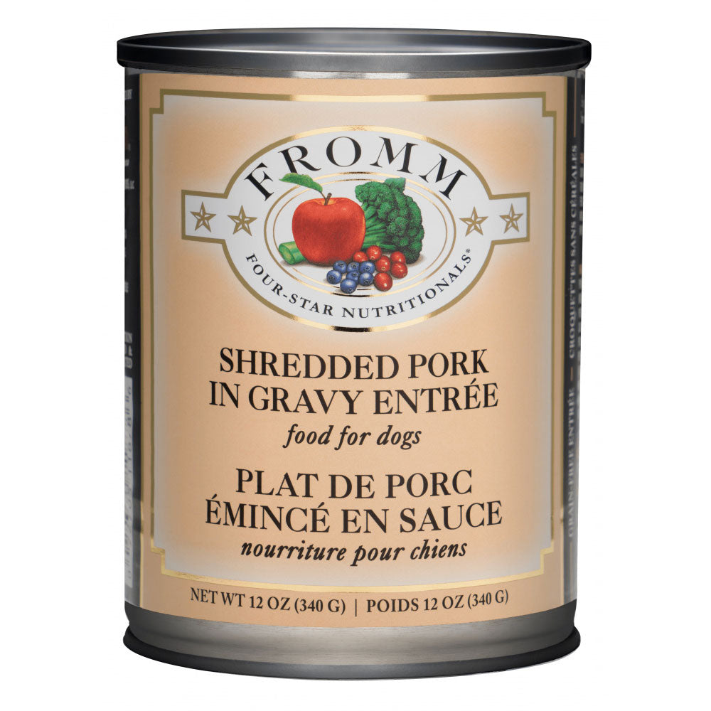 Fromm Four Star Shredded Pork in Gravy Entrée Canned Dog Food, 12 oz.