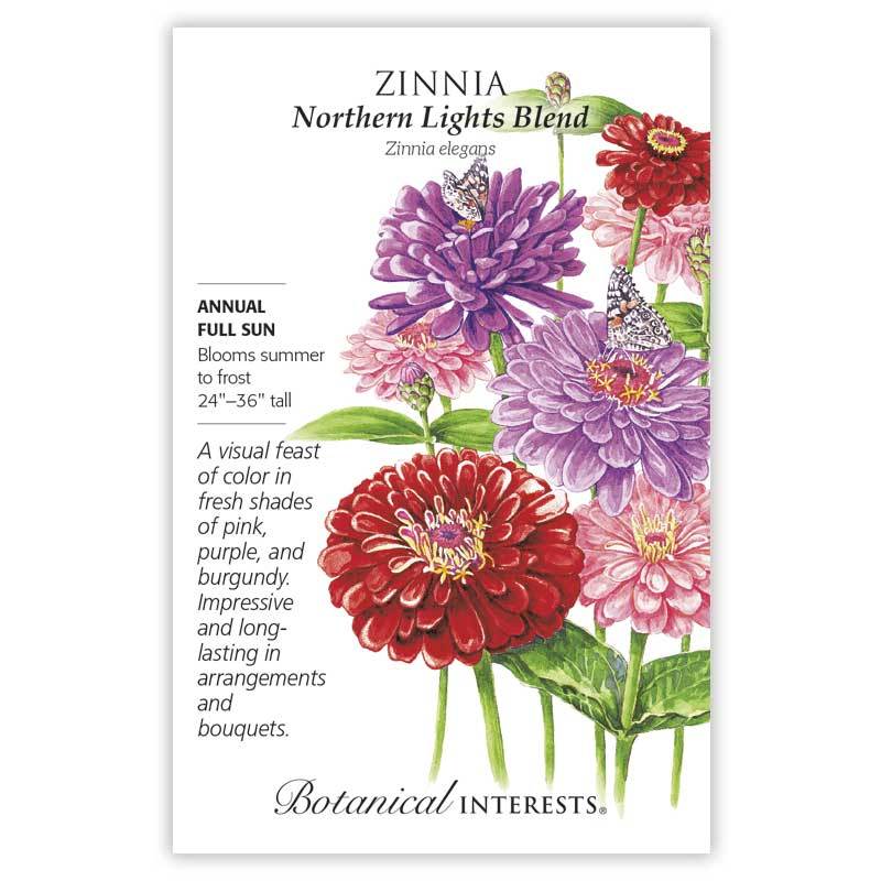 Zinnia, Botanical Interests Northern Lights Blend Seeds