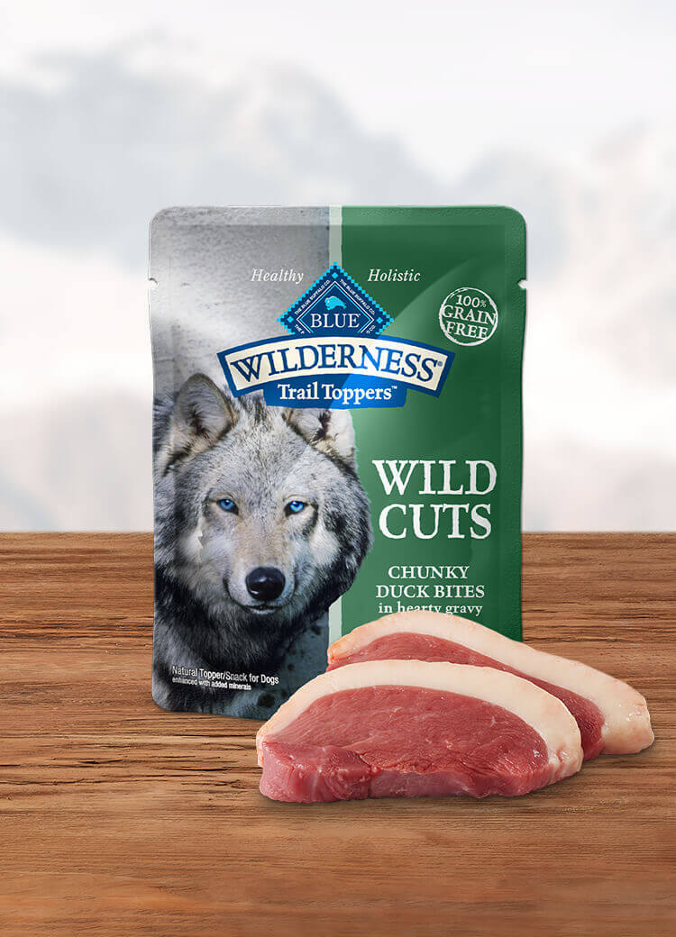 Blue Buffalo, Wilderness Wild Cuts Trail Toppers, Chunky Duck Bites in Hearty Gravy, 3 oz Pouch