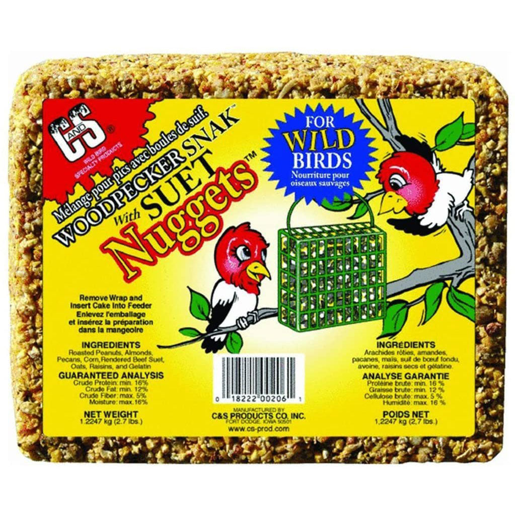 C&S Woodpecker Snak w/ Suet Nuggets Seed Cake, 2.7 lb.