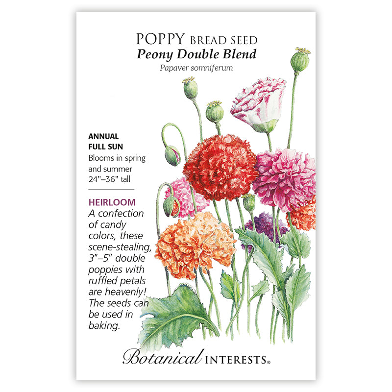 Poppy, Botanical Interests Peony Double Blend Seeds(Heirloom)