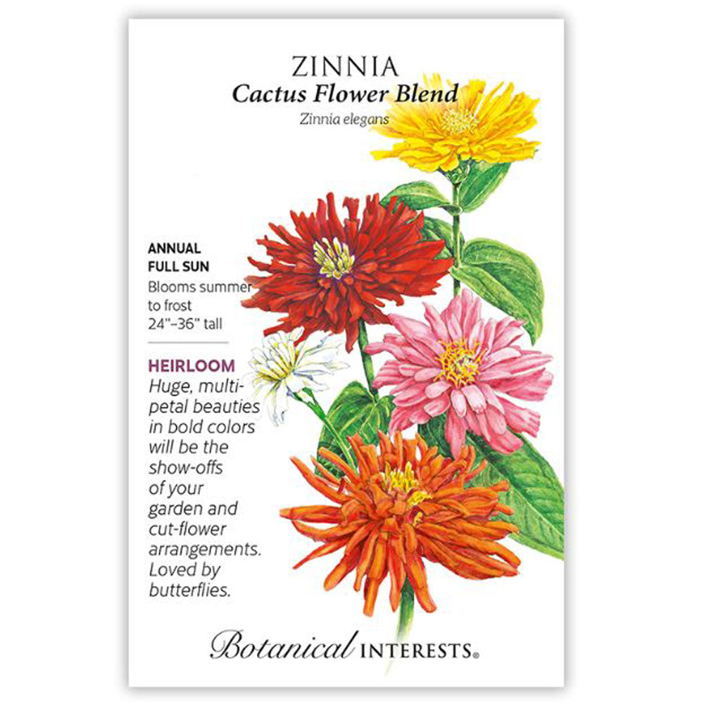 Botanical Interests, Zinnia, Cactus Flower Blend