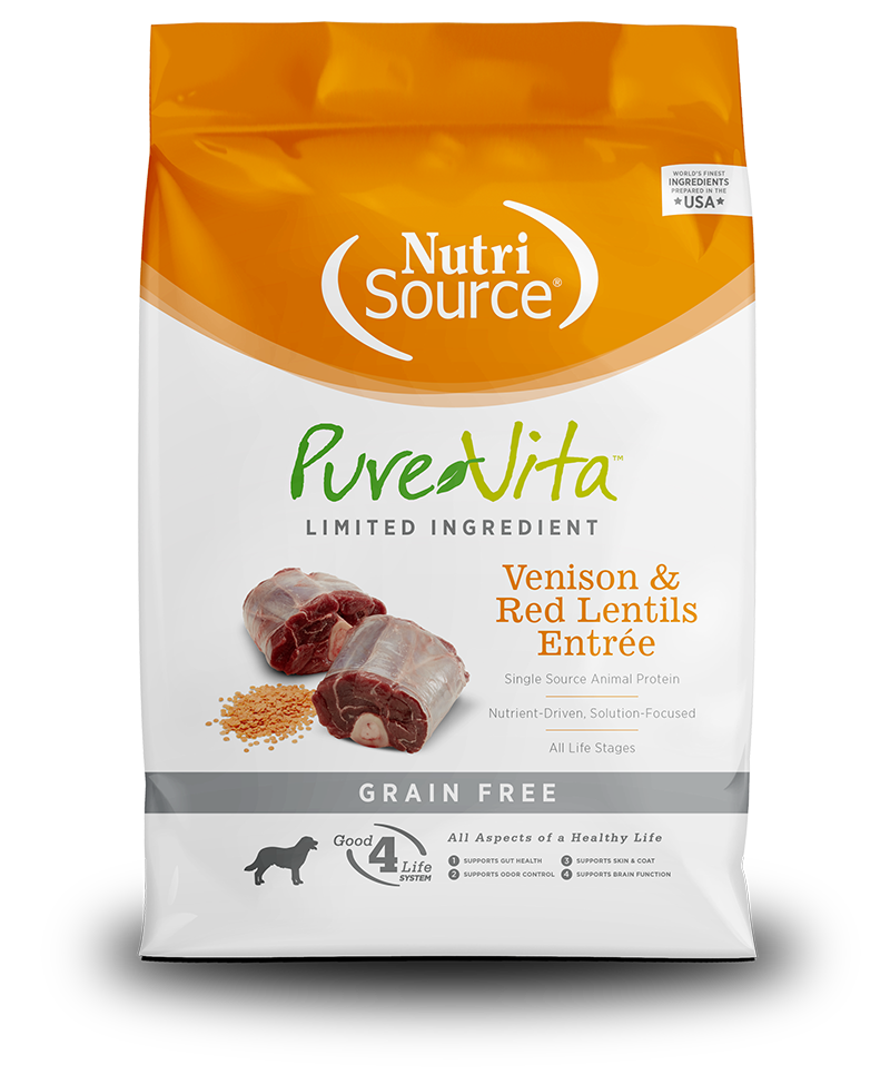 PureVita Venison & Red Lentils Entrée Grain-Free Dog Food, 15 LB