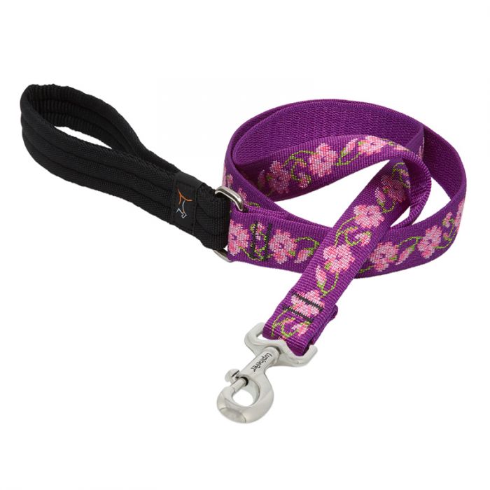 Lupine Dog Leash, 1" Wide, 4' Lead, Rose Garden