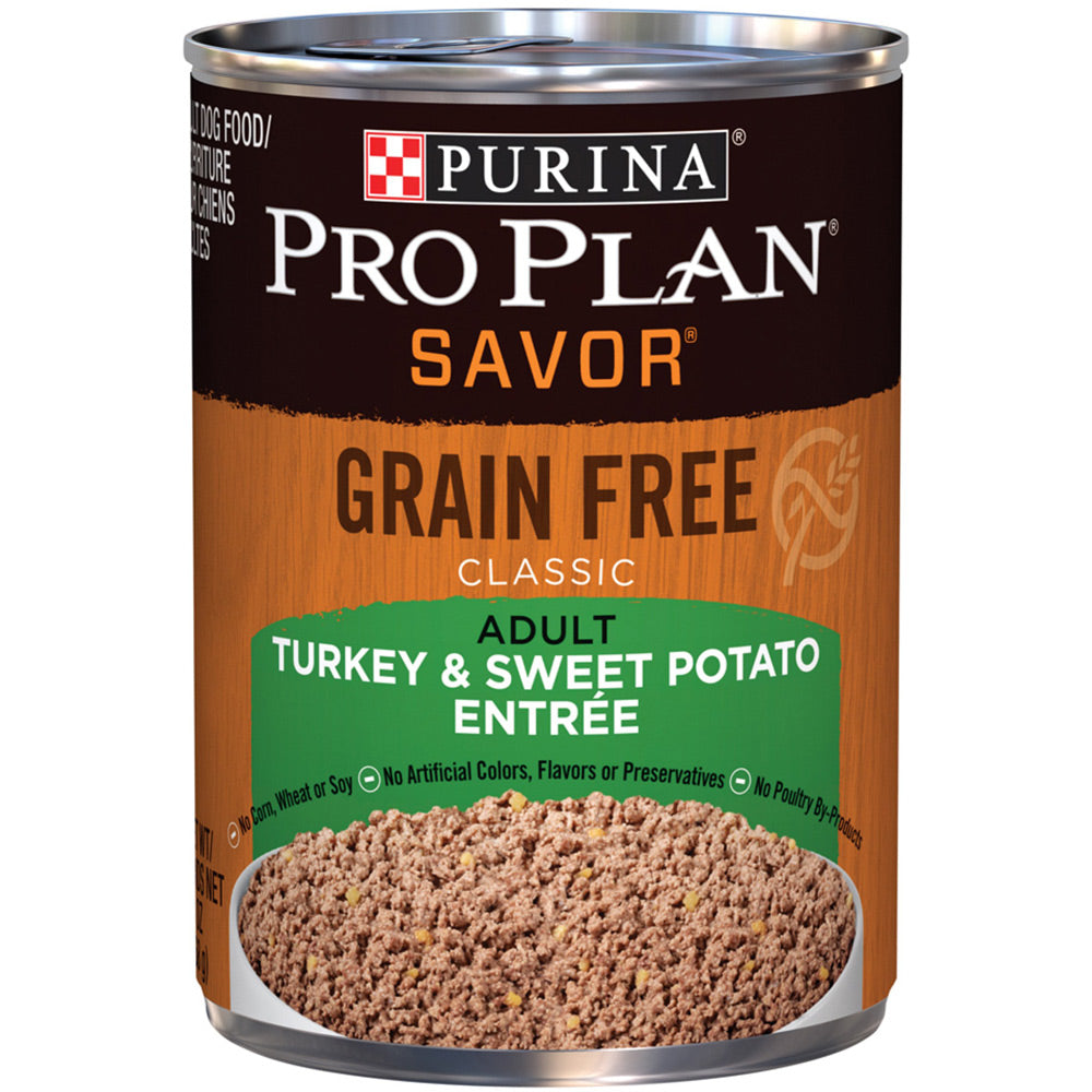 Purina Pro Plan Savor Grain Free Adult Turkey & Sweet Potato Entrée, 13 oz. Canned Dog Food