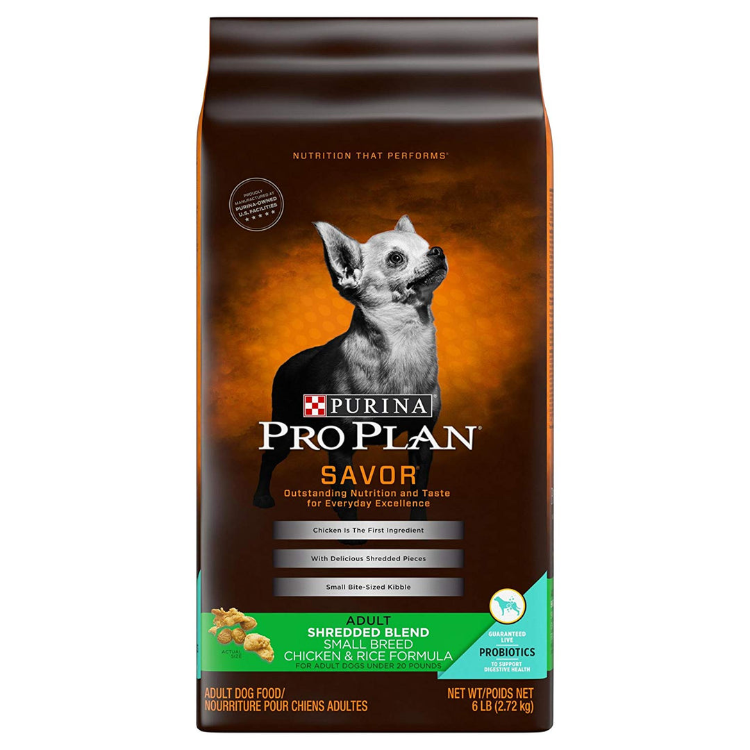 Purina Pro Plan Savor Adult Shredded Blend Small Breed Chicken & Rice Dog Food, 6 LB