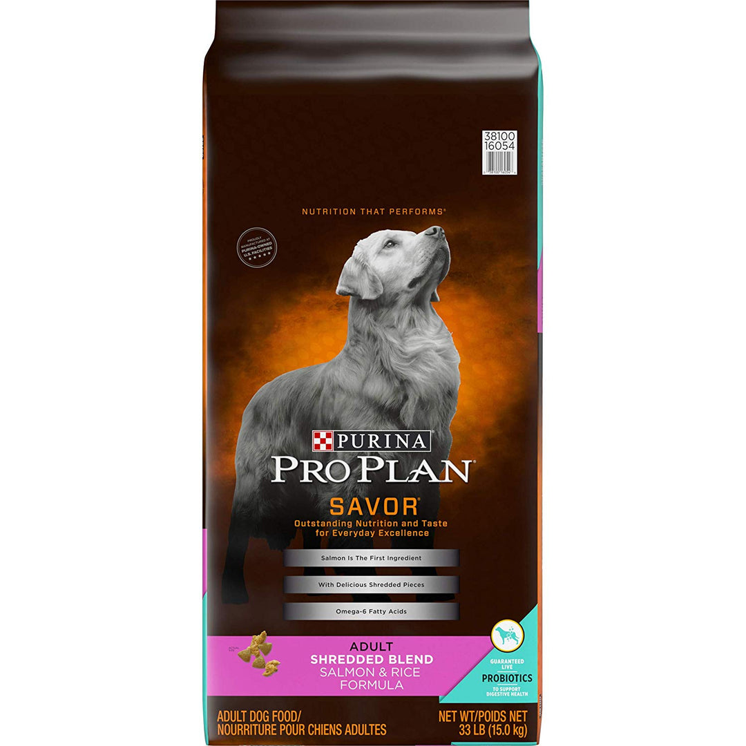 Purina Pro Plan Savor Adult Shredded Blend Salmon & Rice Dog Food, 33 LB