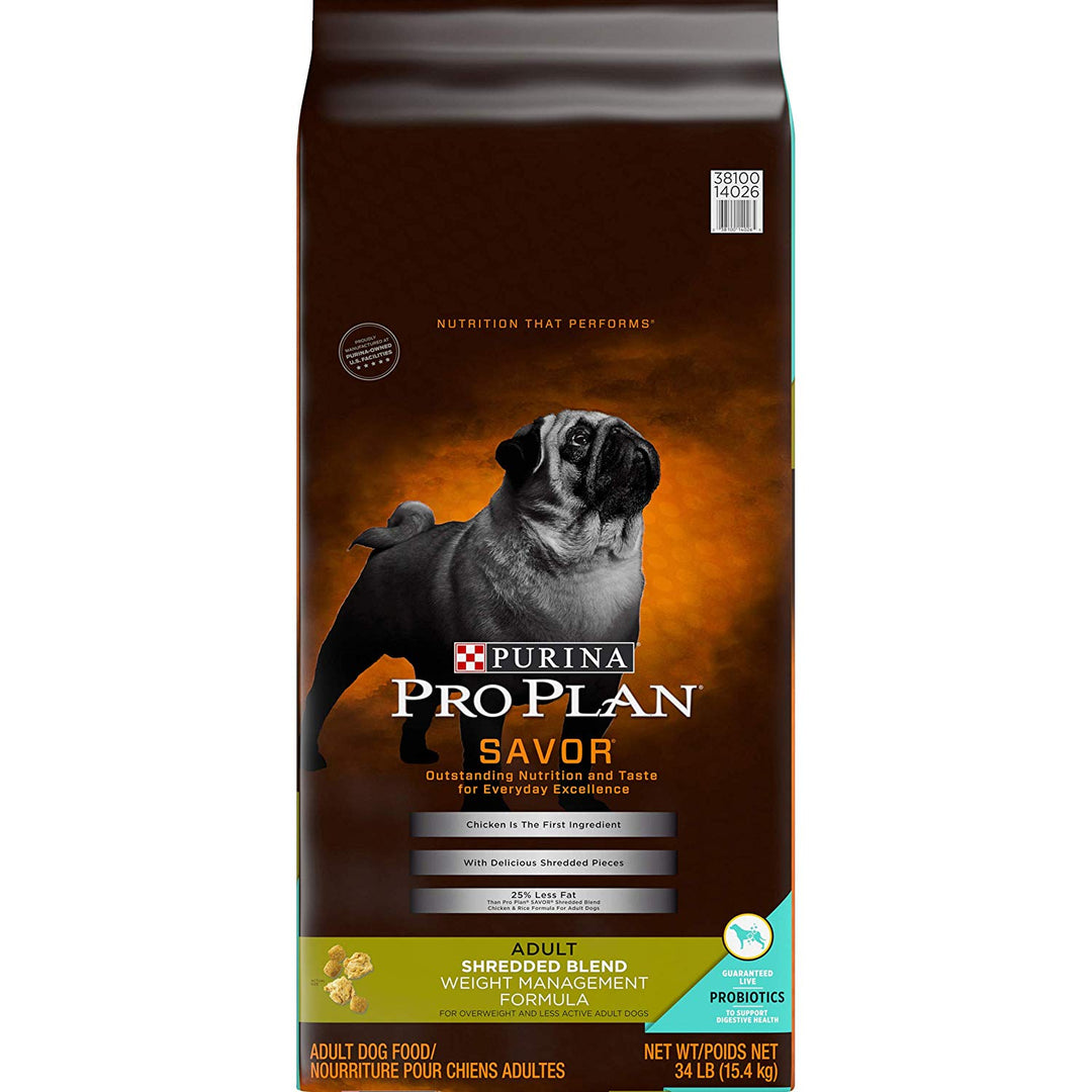 Purina Pro Plan Savor Adult Shredded Blend Weight Management Dog Food, 34 LB