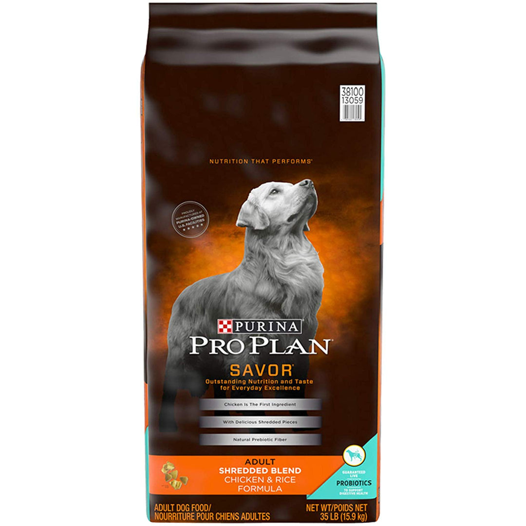 Purina Pro Plan Savor Adult Shredded Blend Chicken & Rice Dog Food, 35 LB