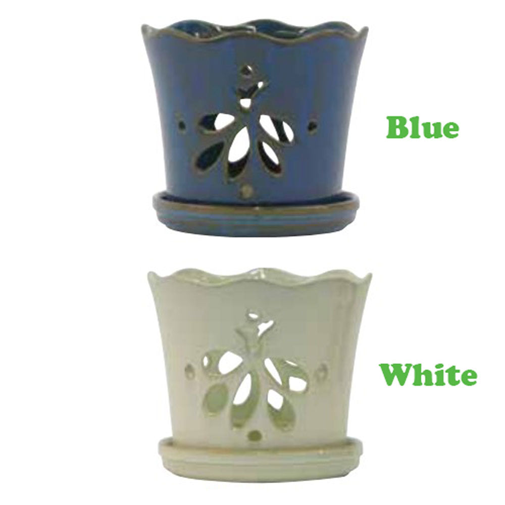Border Concepts, 8" Butterfly Orchid Pot, Blue or White