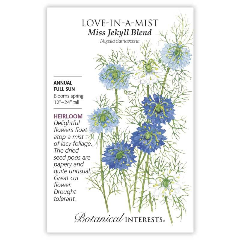 Miss Jekyll Blend, Botanical Interests Love-In-A-Mist Seeds Organic, (Heirloom)