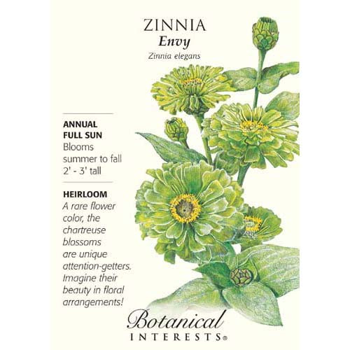 Zinnia, Envy Botanical Interests Seeds