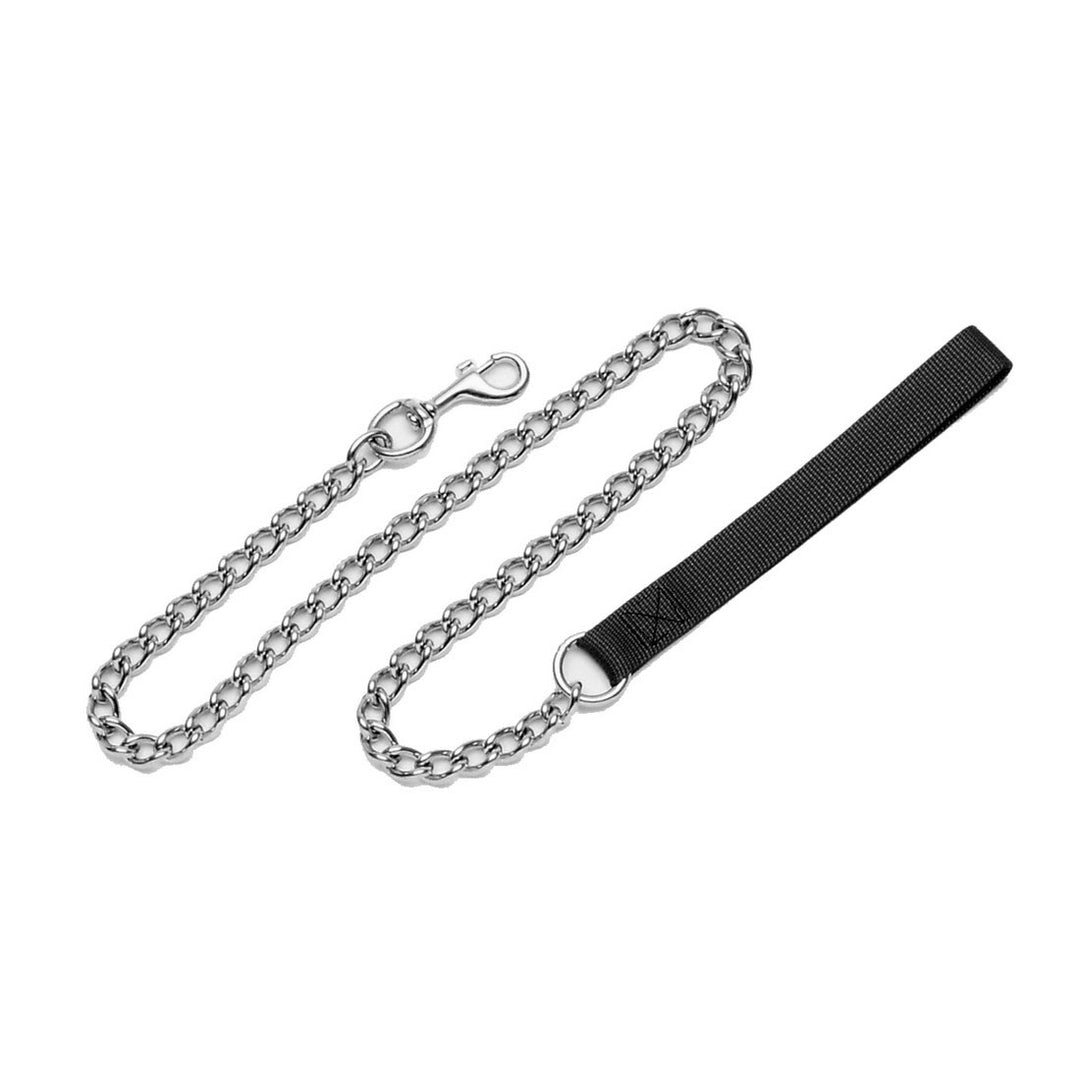 4.0 MM Titan Chain Dog Leash w/Nylon Handle, Black