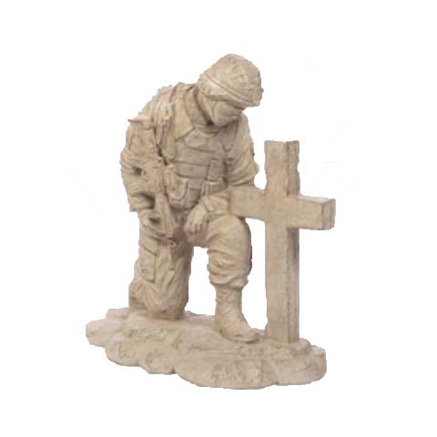 Kneeling Soldier At Cross Statue