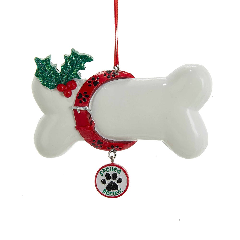 Kurt Adler Spoiled Rotten Dog Bone Ornament for Personalization, 3.25"