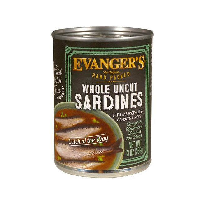 Evanger's, Hand-Packed Whole Uncut Sardines, Canned Dog Food, 13 oz