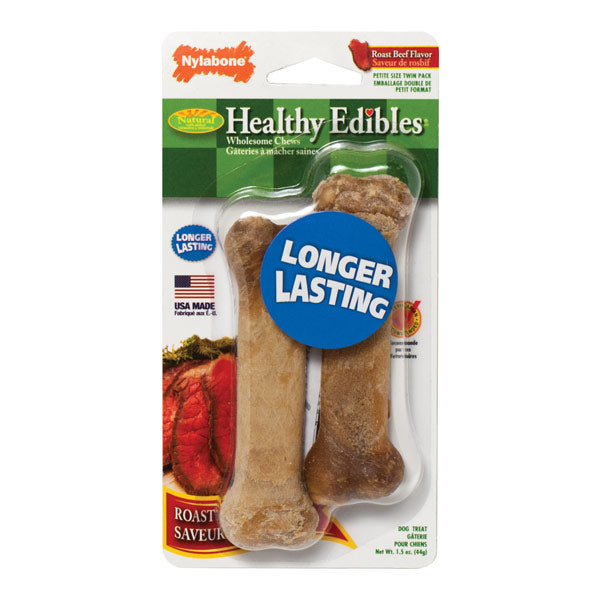 Nylabone Healthy Edibles Roast Beef Chew Treats-2 Pack