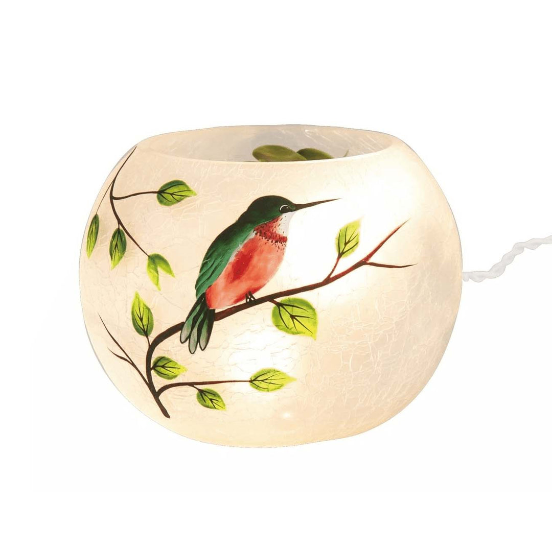 Round Glass Hummingbird Vase w/ LED Light