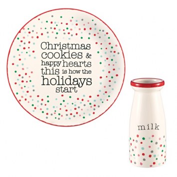 Holiday Confetti Milk & Cookies Dish Set