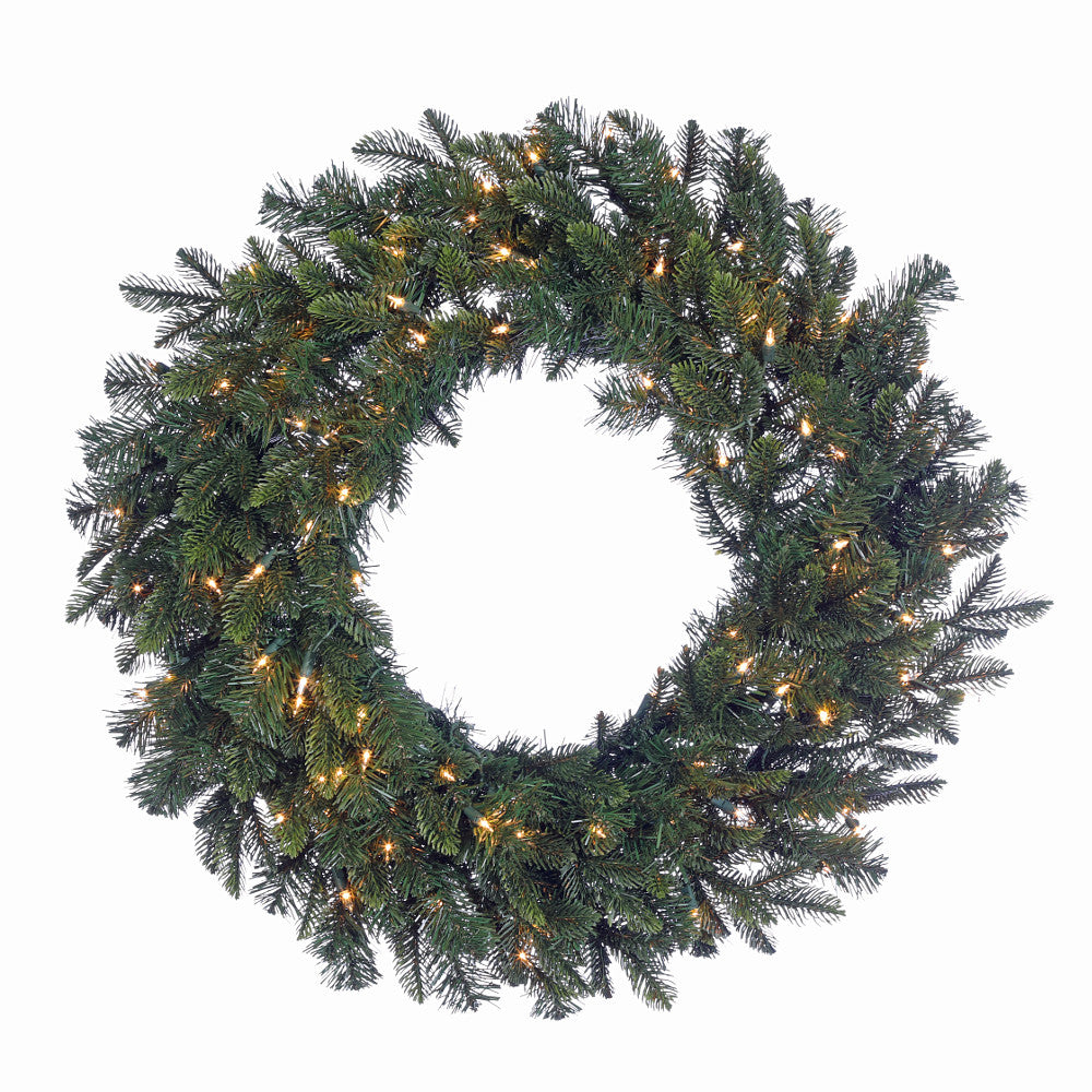 30" Hillsdale Noble Lifelike Wreath, Pre-Lit Clear Lights