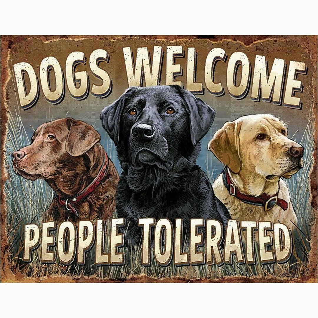 Dogs Welcome Metal Sign