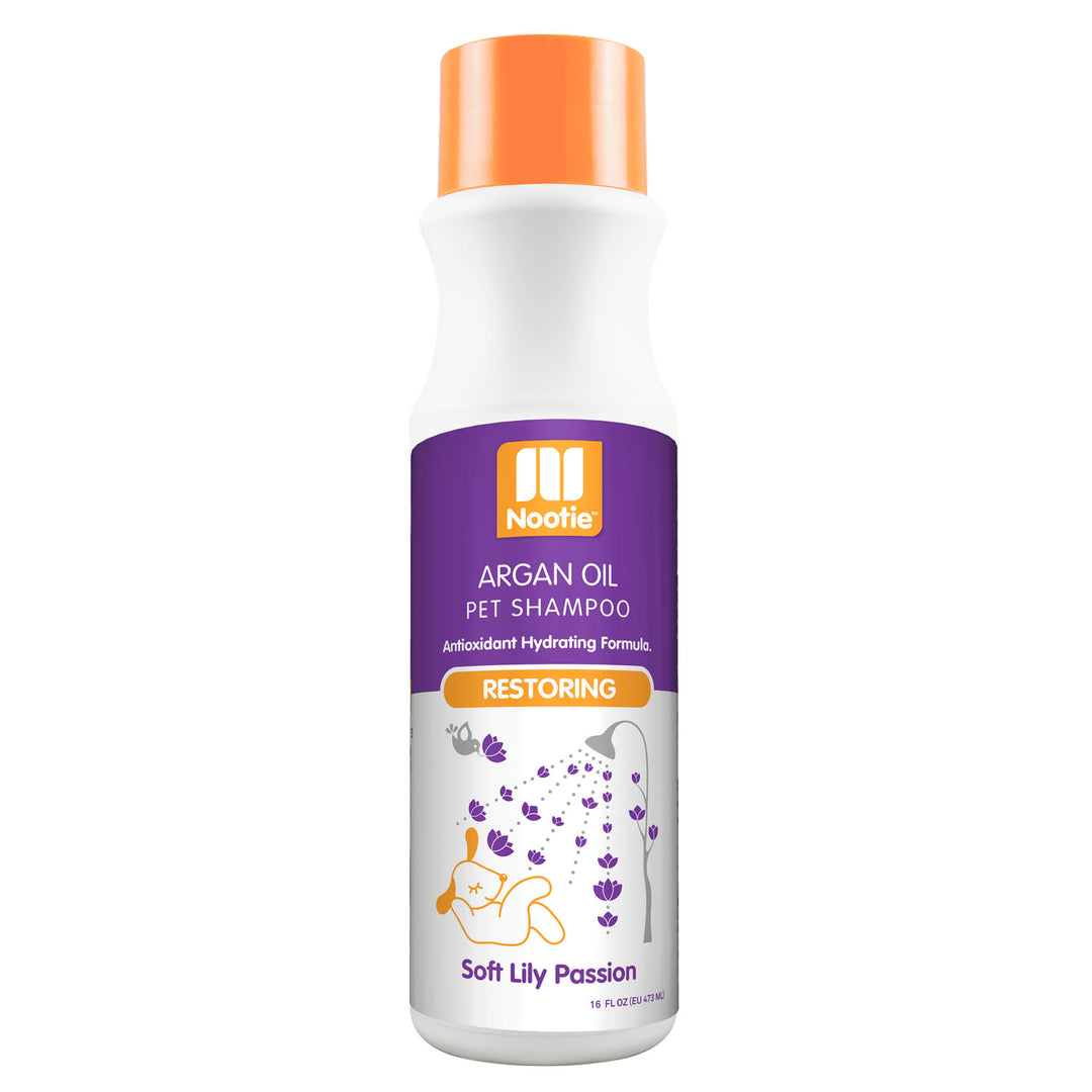 Nootie Restoring Argan Oil Pet Shampoo, Soft Lily Passion 16 Fl. Oz.